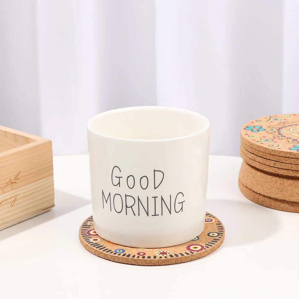 Нескользящие пробковые подставки из натурального дерева круглый коврик для