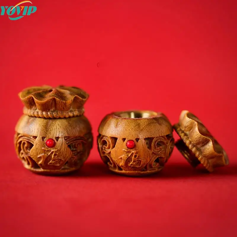 

1Pc Solid Wood Medicine Pill Box Mini Lotus Sandalwood Rescue Pill Case Portable Storage Sealed Can For Outdoor First Aid Tool