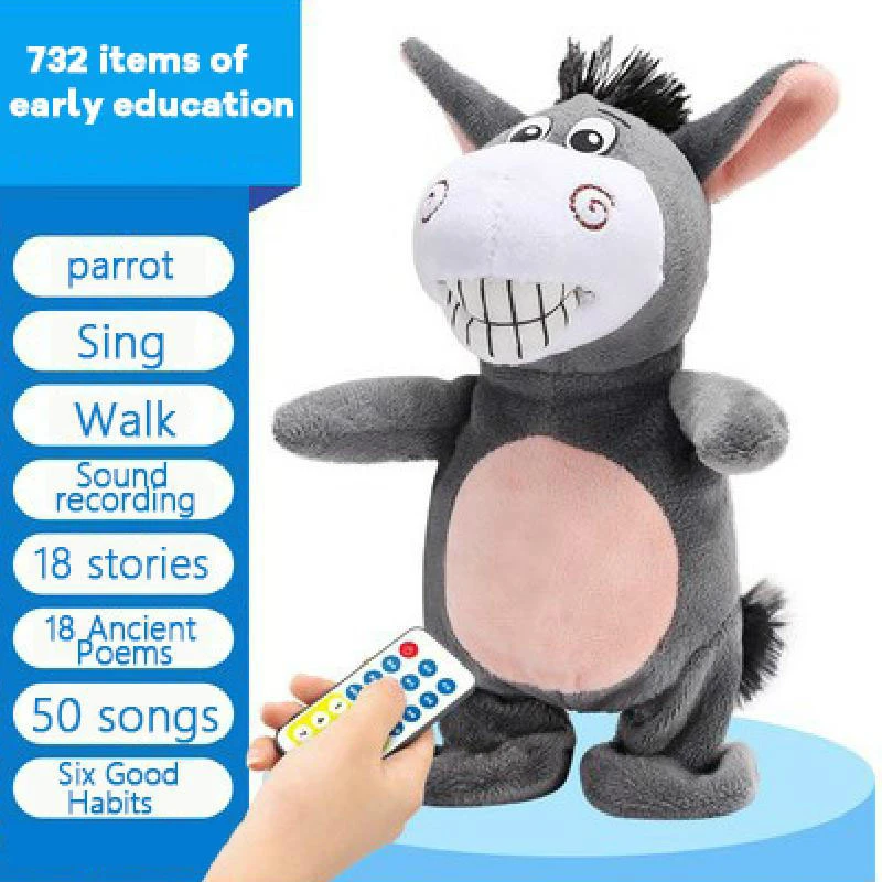 

Electronic Robot Charging Remote Control Version Electric Donkey Children's Plush Toys Can Talk Walk Sing Children Toy Baby Gift
