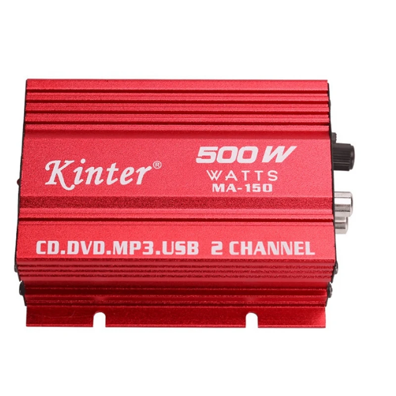 KINTER Car Audio Amplifier 12V Cable 2 Channels Mini Stereo Amp Subwoofer USB Port Mp3