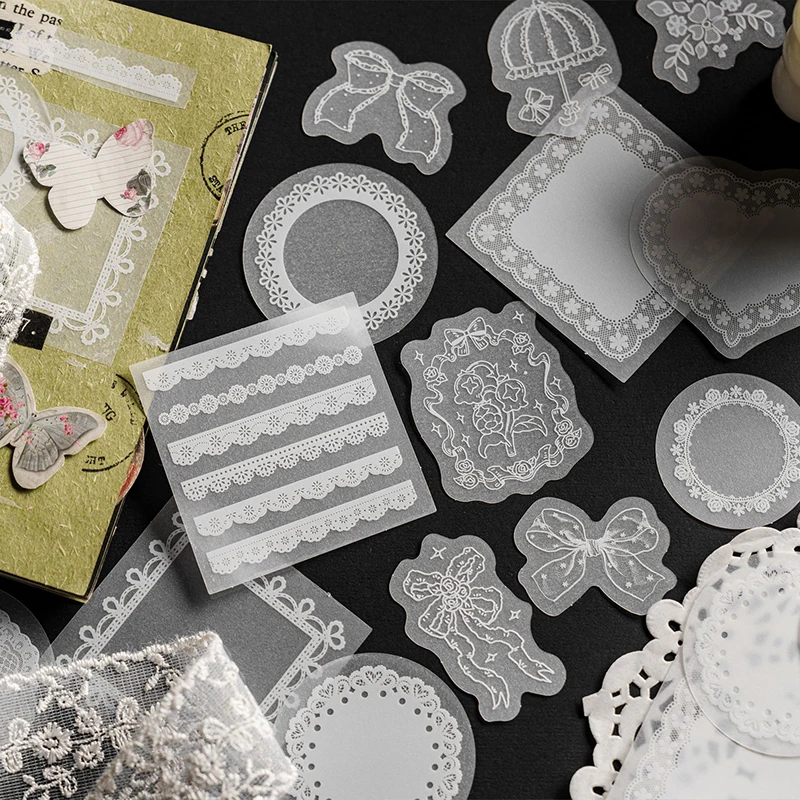 

Retro Senshi Sulfate Paper Material Stickers DIY Hand Ledger Bow Album Envelope Invitation Beautiful Decorative Materials