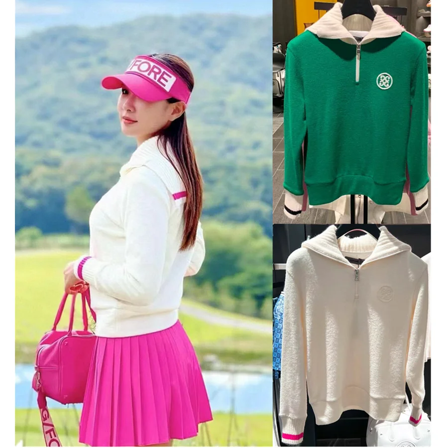 College style aging and thickened sweater fabric golf suit women's suit slimming temperament, versatile Korean version of golf