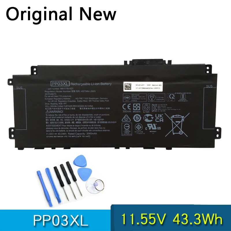 

Новый оригинальный аккумулятор PP03XL для HP Pavilion 13 14x360 Series 13-BB 14-DV 14-DK 15-EH M01144-005 M01118-421/AC1