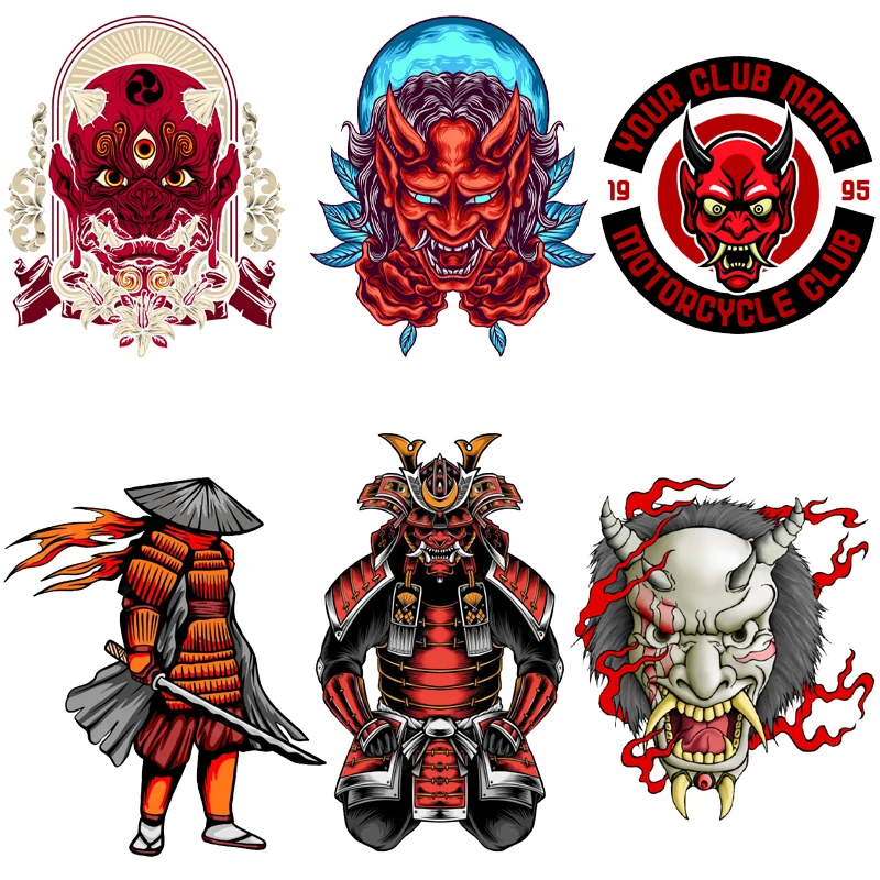 

Cartoon Skull Iron on Transfers for Clothing Thermoadhesive Patches Fusible Patch Anime Black Warrior Prints for Clothes Sticker