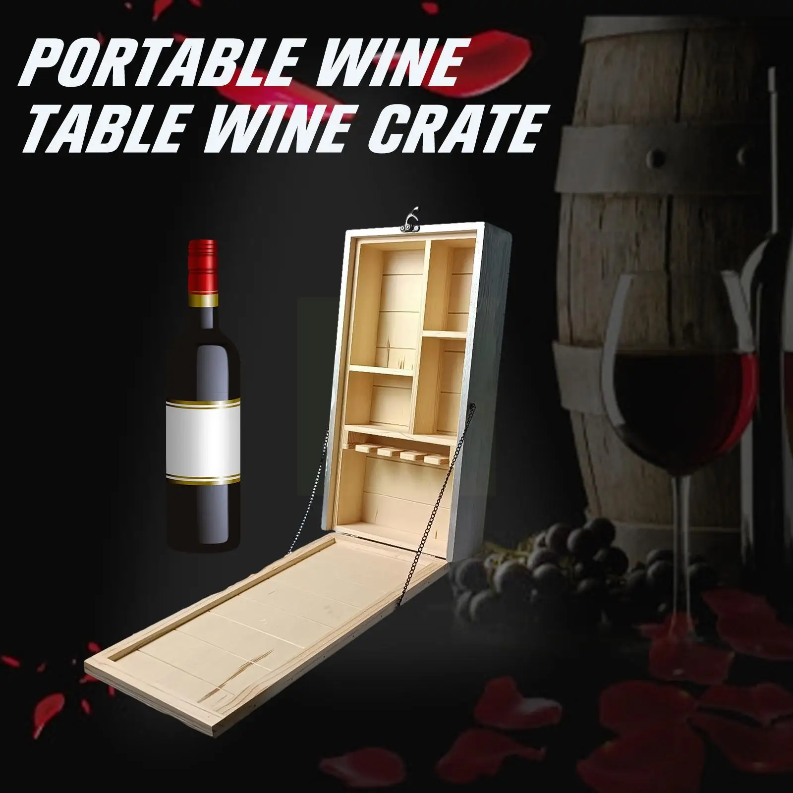 

Portable Wooden Picnic Table Wine Crate Outdoor Drop Glass Holder Down Table Wine Wooden Wine Table Bar Wine Bar Removable V3W9