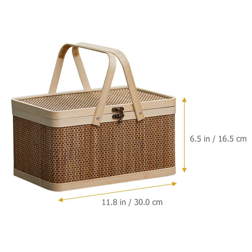 

Woven Picnic Basket Storage Basket Sundries Organizer Wicker Serving Basket Camping Storage Basket Handheld Fruit Basket