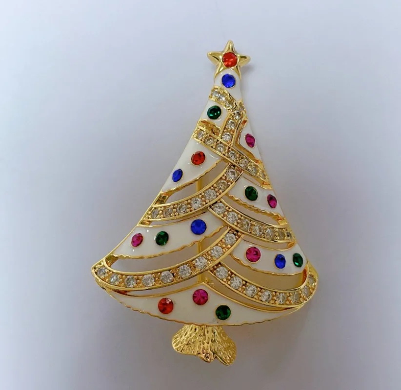 

Изысканная модная брошь в виде рождественской елки с цветными бриллиантами для мужчин и женщин