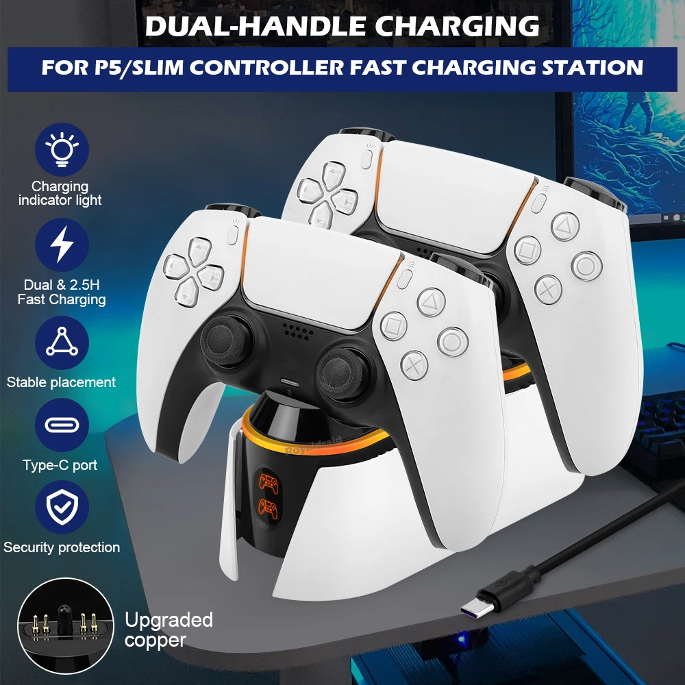 Для PS5/тонкий контроллер Joypad джойстик зарядное устройство Двойная док-станция