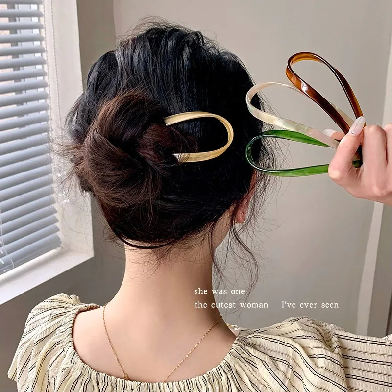 

U Shape Hairpin Hair Fork Acetate Hair Stick for Women Girls Hair Clip Pins Headwear Ponytail Holder Hair Bun Maker Accessories