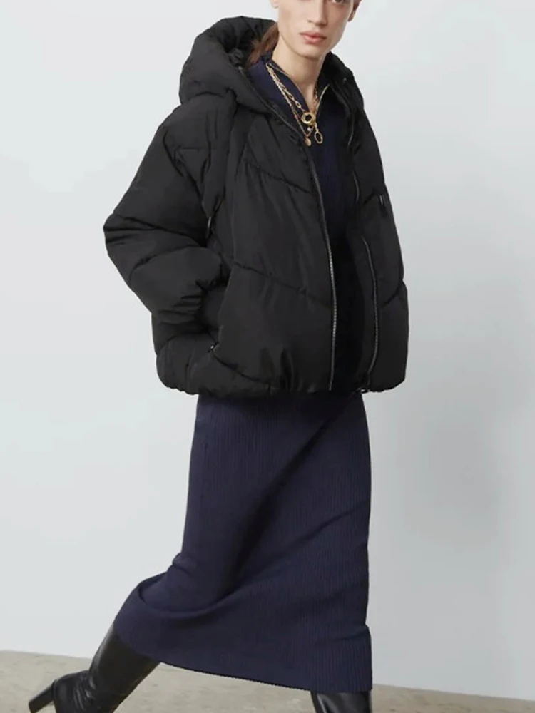 2021 Za Winter Warm Snow Women New Hooded Parkas Down Cotton Padded Jacket Women Coat Thicken Women Casual Parka Oversized