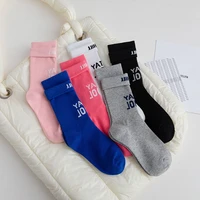 fresh girl alphabet socks female red pink tube socks ins tide brand stocking spring and autumn pure cotton thin sports stockings