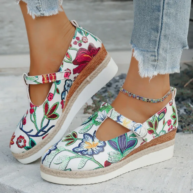 Сандалии ручной работы женская обувь сабо на танкетке большой размер 2024 женские