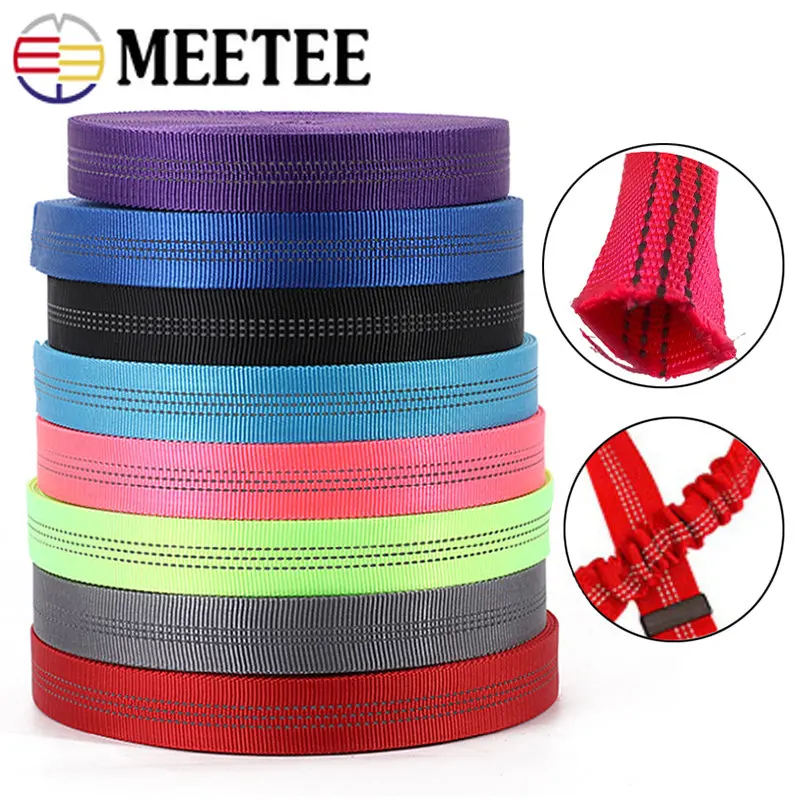 

5/10M 1'' 25mm Double-layer Hollow Polyester Webbing Reflective Stripe Tubular Tape for Safety Belt Band Bag Strap Sewing Bias