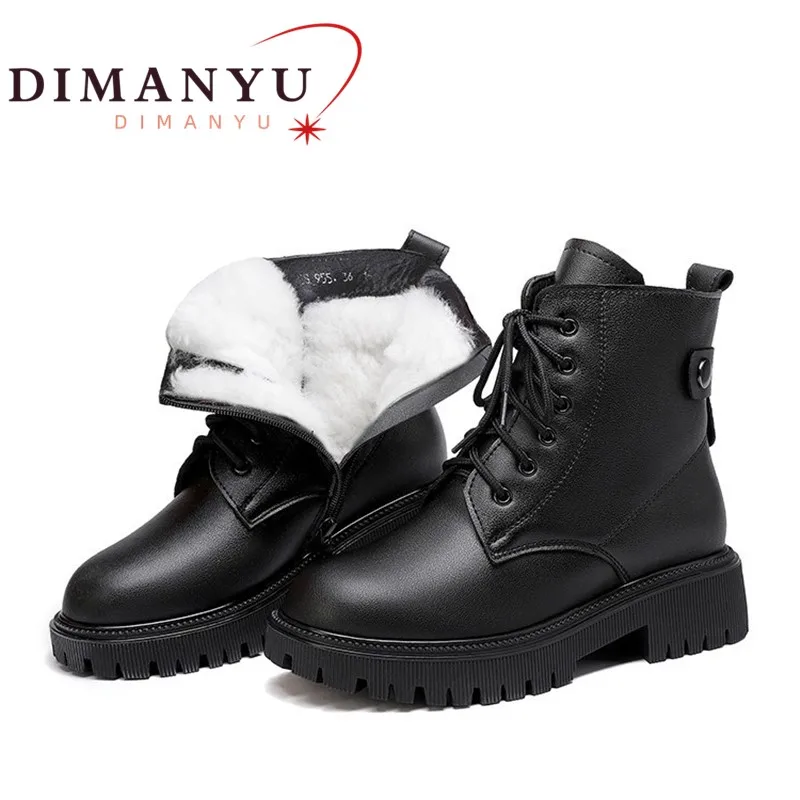 

Winter Shoes Boots Women Genuine Leather Plus Size 41 42 43 Short Boots Women Natural Wool Warm Non-slip Women Marton Boots