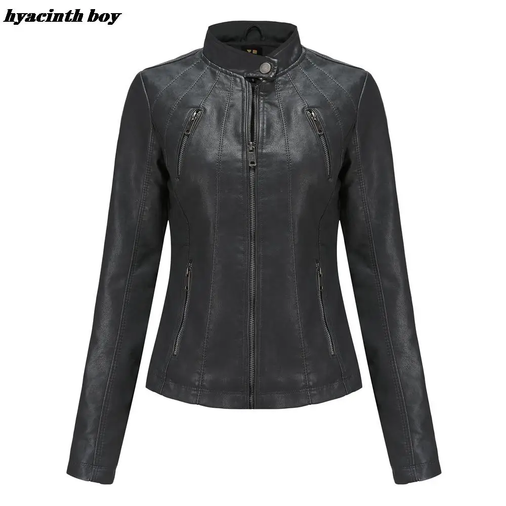 

Кожаные куртки для женщин, осень-весна 2021, Женское пальто, черная, красная, коричневая Женская мотоциклетная байкерская куртка на молнии, ...