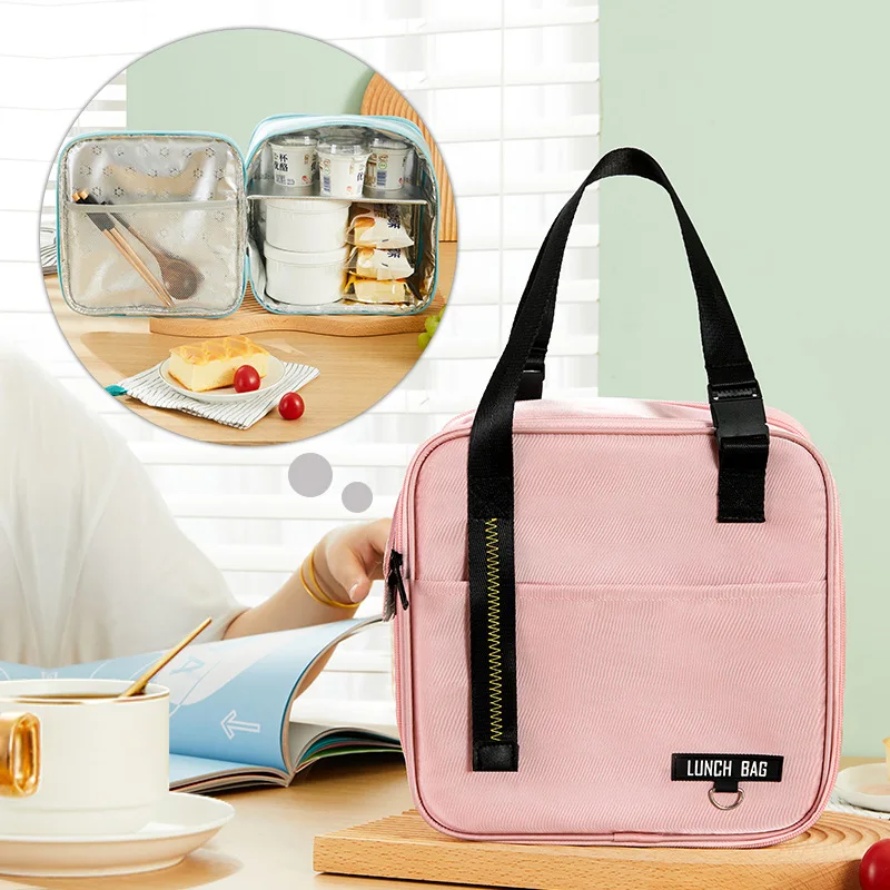 

New Portable Lunch Bag for Women Men 2 Ways Open Large Capacity Insulated Lunch Box Shoulder Food Bags Pincic Travel Lunch Bags