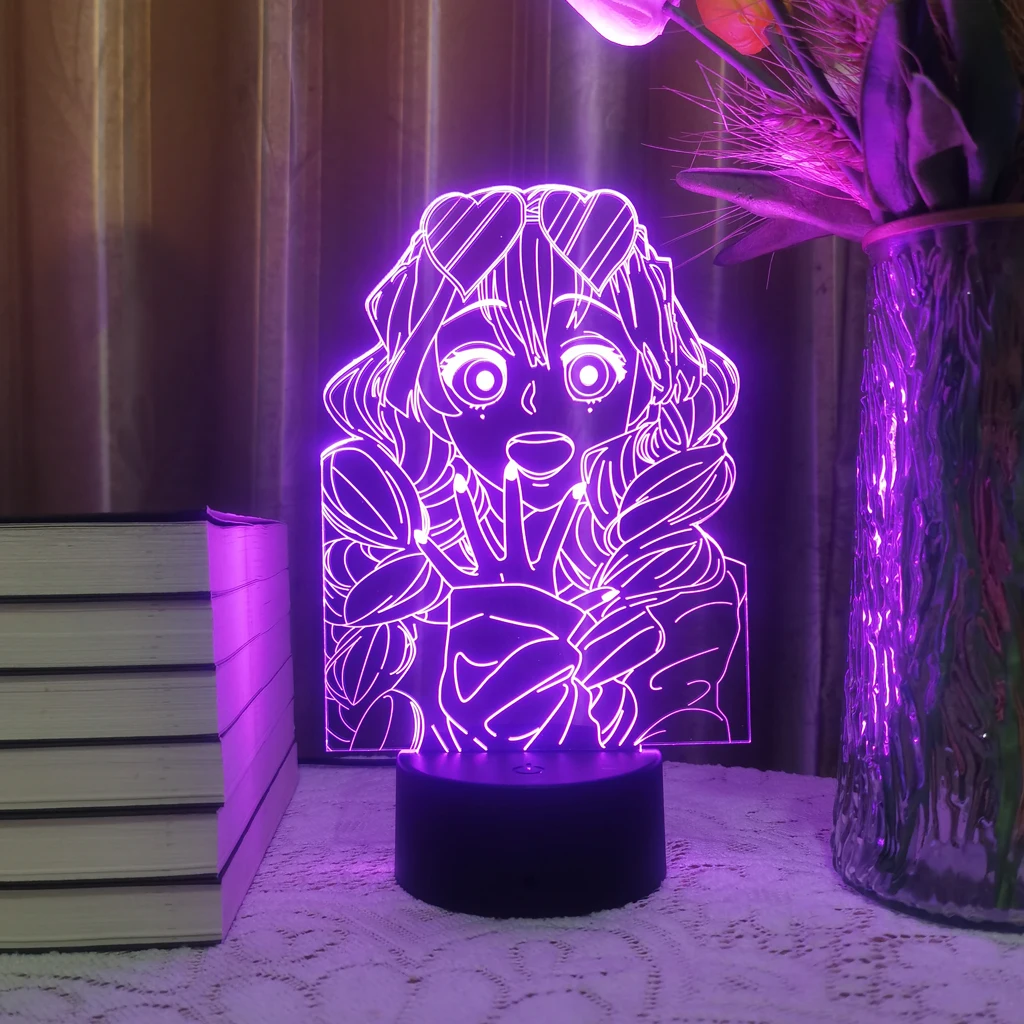 

Hot Demon Slayer Kanroji Mitsuri 3D Led Anime Lamp Kimetsu No Yaiba Manga Night Light For Kid Home Decor Christmas Illusion Gift