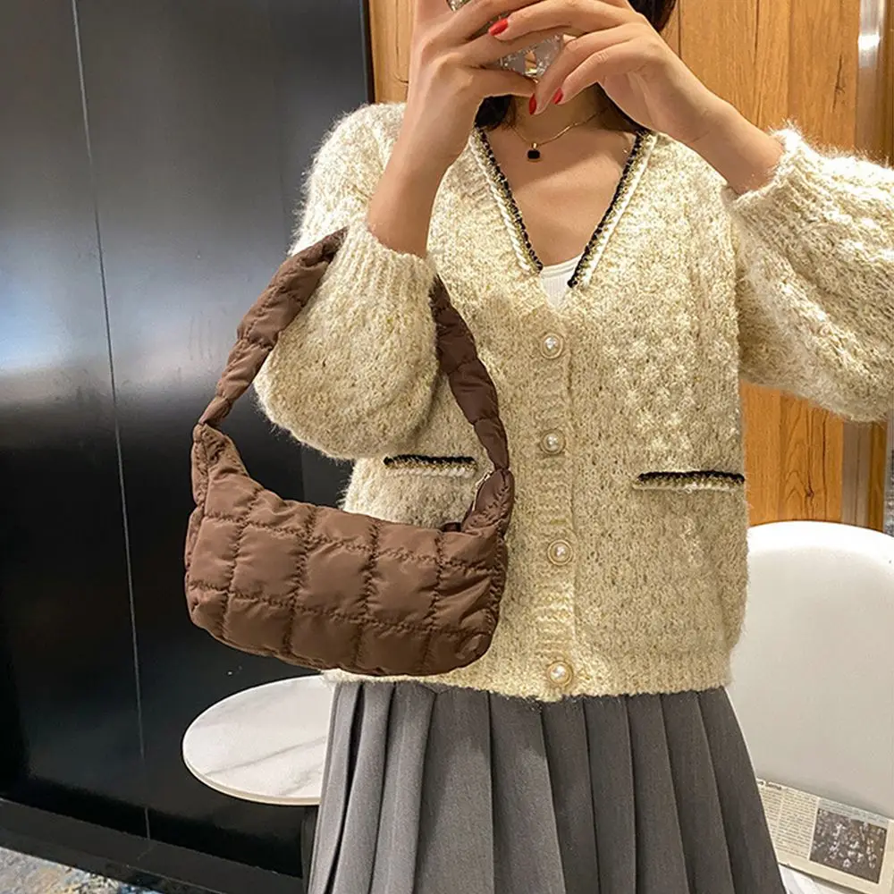 

Bag Fashion Embroidery Thread Niche Design Zipper Rhombus Women Shoulder Bag Shopping Bag Korean Style Handbag Tote Bag