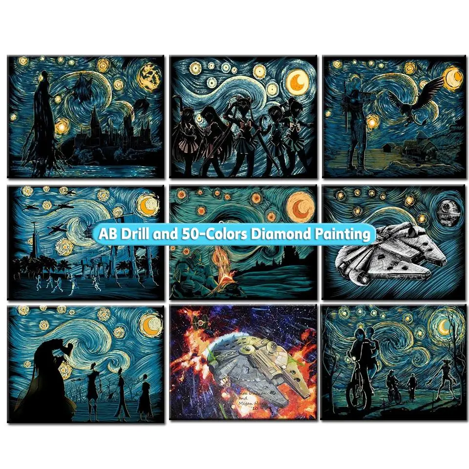 Алмазная живопись AB фантастические Звездные войны звездная ночь Ван Гог новая