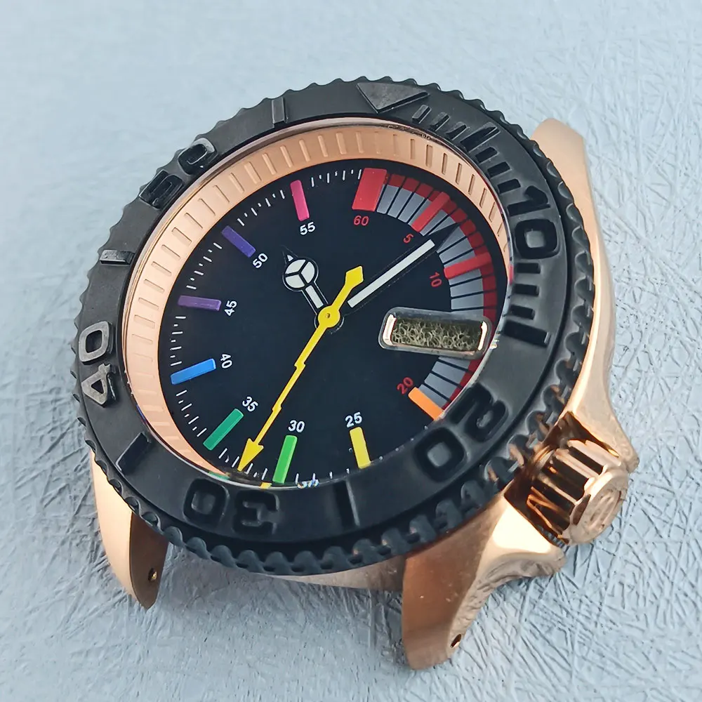 

41mm skx 007 watch case FIT nh34 nh35 nh36 movement 316L stainless steel sapphire glass silver with black baffle waterproof case