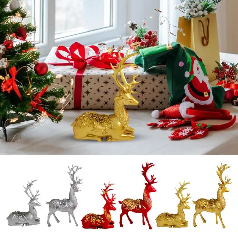

Фигурки оленей из смолы, Рождественская скульптура оленя из смолы, 2 шт., рождественские олени, Рождественские декоративные статуи для дома