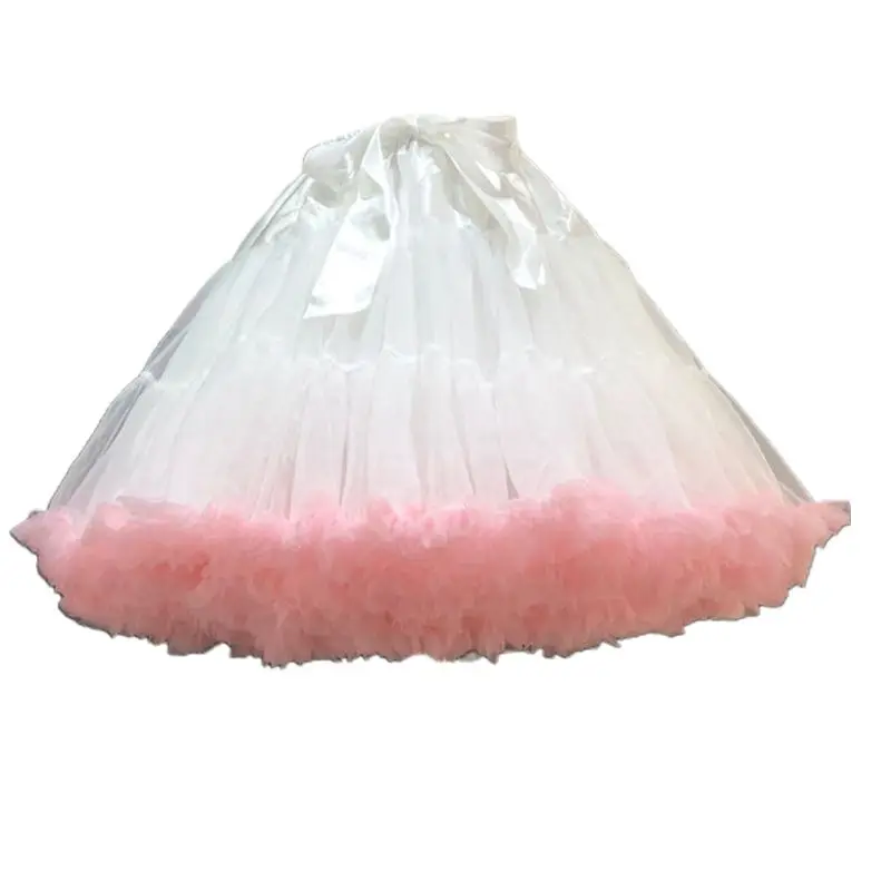 

Womens Lolita Cosplay Petticoat A-Line Puffy Tutu Skirt Layered Pleated Tulle Ballet Dance Pettiskirts Elastic Waist Bowknot
