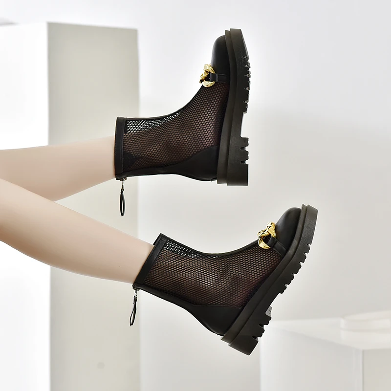 

Hot Selling Fashion Sandals Summer Comfortable Breathable Thick Sole Women's Boots Lace-Up Waterproof Heightening Boots 2022