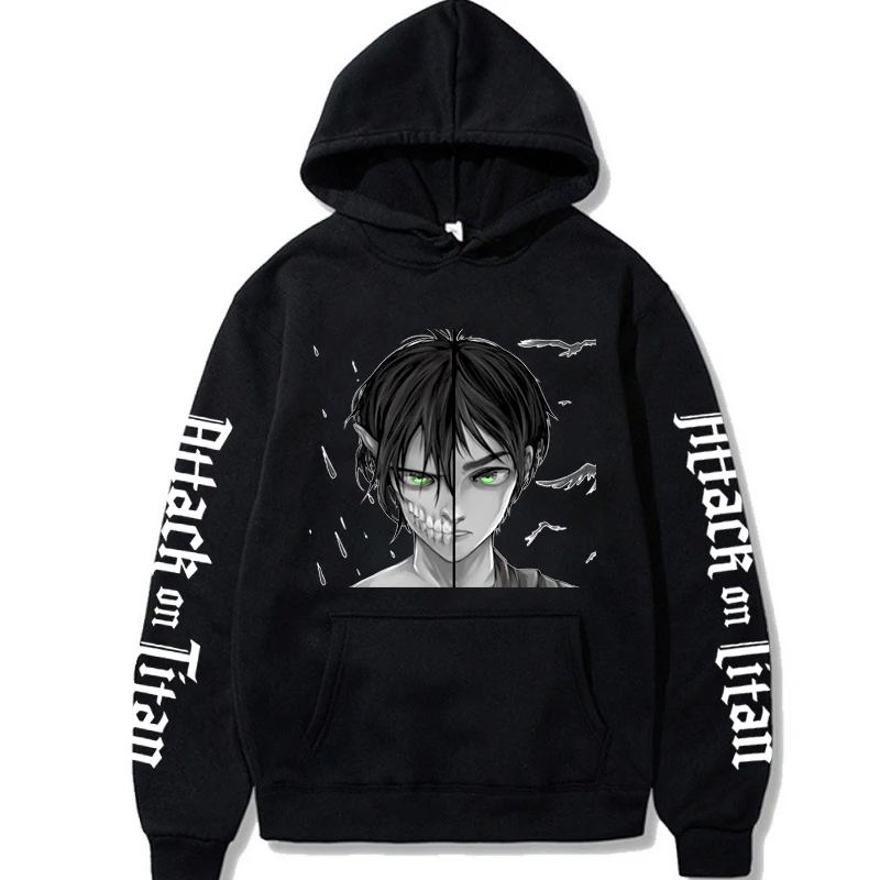 

Attack On Titan Eren Anime Hoodies Men's Clothing Cool Eren Yeager Graphic Print Puollvers Women Hip Hop Sweatshirts Gothic Tops