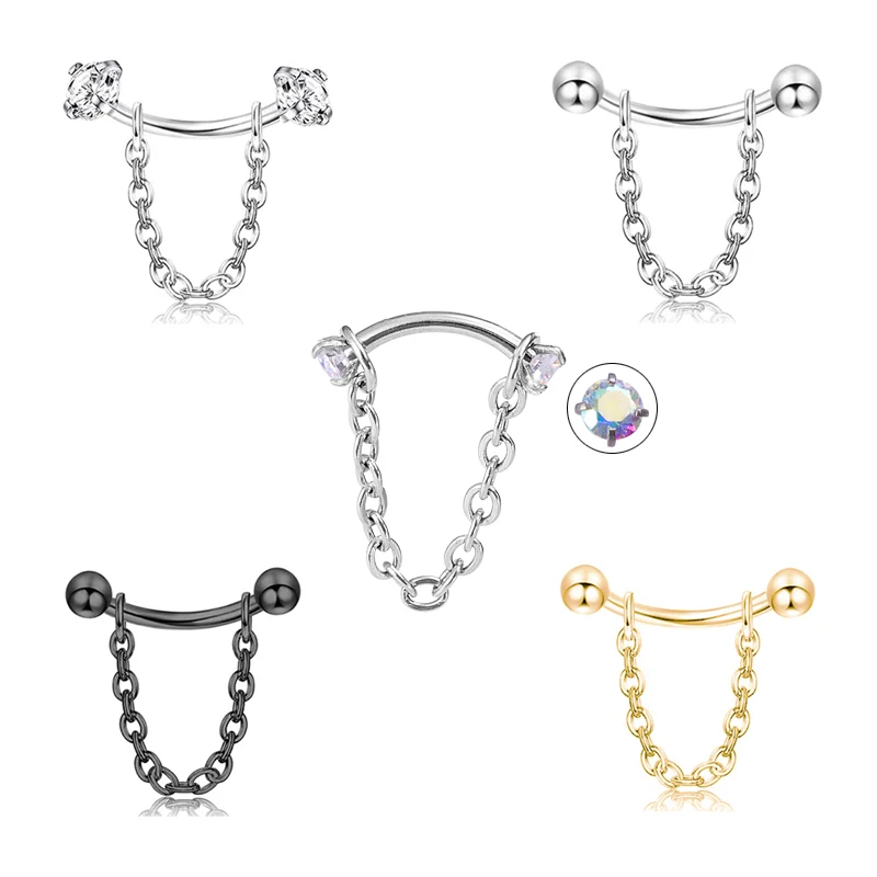 1 шт. циркониевый шарик конус пирсинг для бровей ювелирные изделия с цепочкой