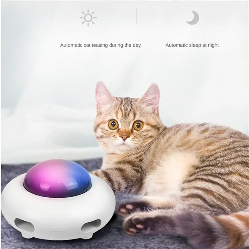 

Electric Pet Turntable Automatic Kitten Toys Ufo Style Cat Stick Toy Usb Charging Cat Teaser Cat Supplies Auto For Indoor Cats