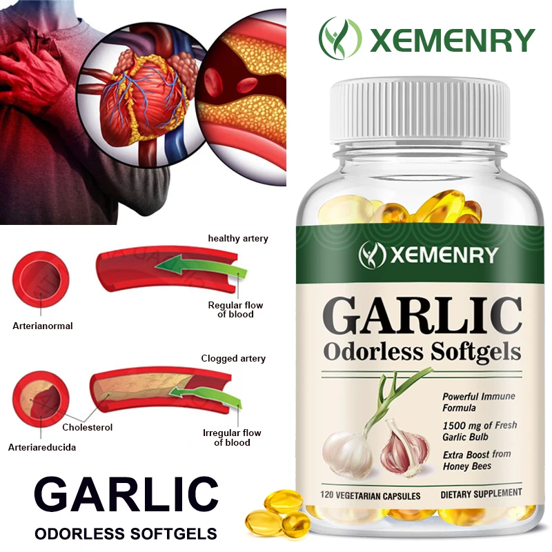 

Garlic Capsules Unflavored 1500 Mg, 120 Capsules High Strength Supplement, Premium Garlic Oil Extract To Promote Immune Health