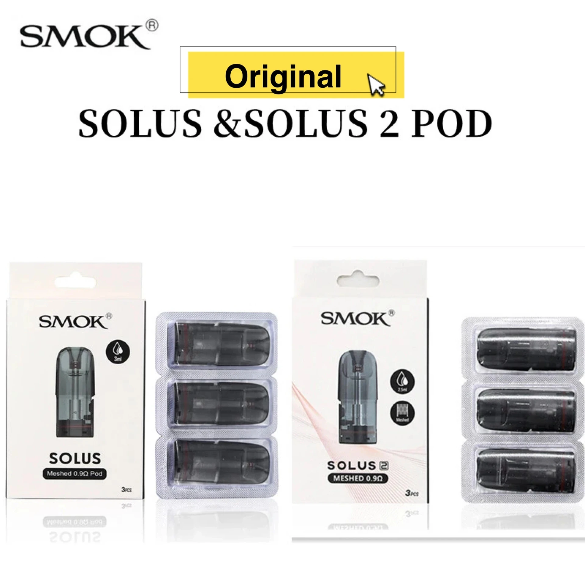 

Original Vape SMOK Solus 2 POD Solus Coil Electronic Cigarette 2.5ML Cartridge 0.9ohm Meshed Pod Vaporizer Accessory Tank