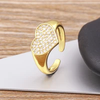nidin charm heart shape inlaid shiny crystal zircon opening adjustable ring women elegant wedding ring anniversary romantic gift