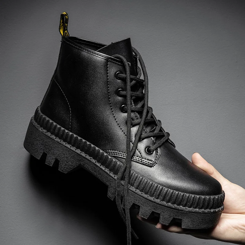 Мужские ботинки средней длины толстая базовая ткань высокие повседневные сапоги