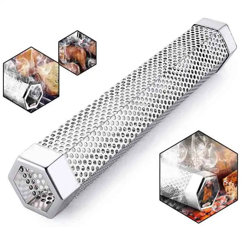 12 Inches Hexagon BBQ Grill Outdoor Camping Smoking Mesh Tub