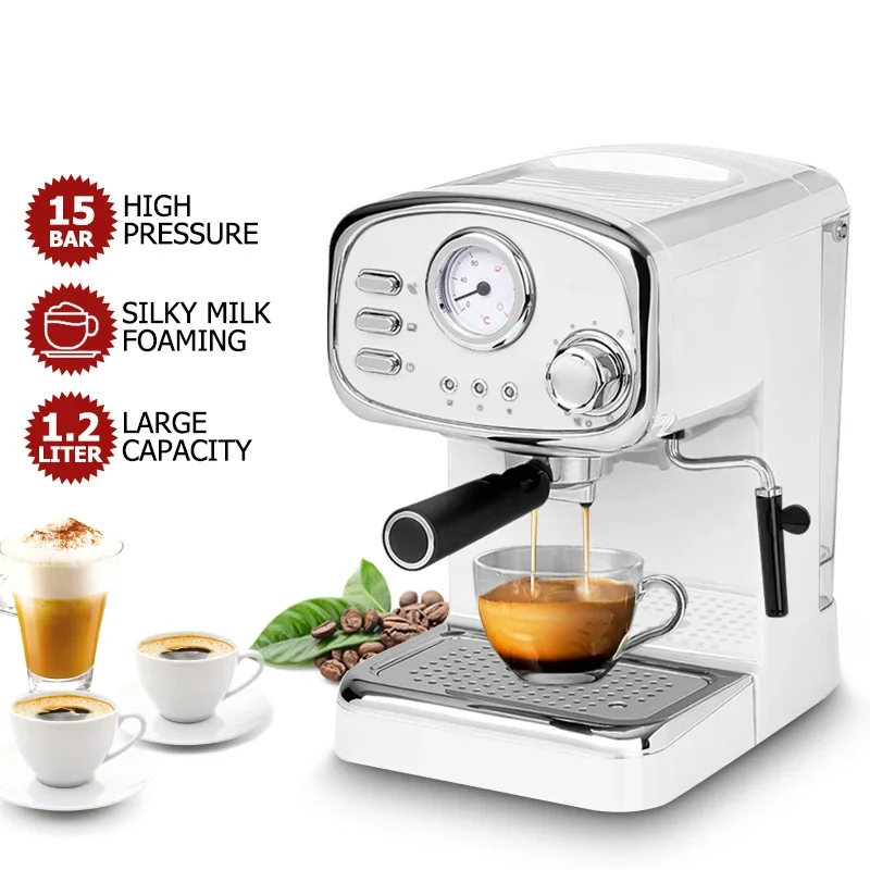 

15Bar Electric Espresso Italian Coffee Machine Maker Pressure Steam Milk Frother Portable Coffee Machine Cappuccino