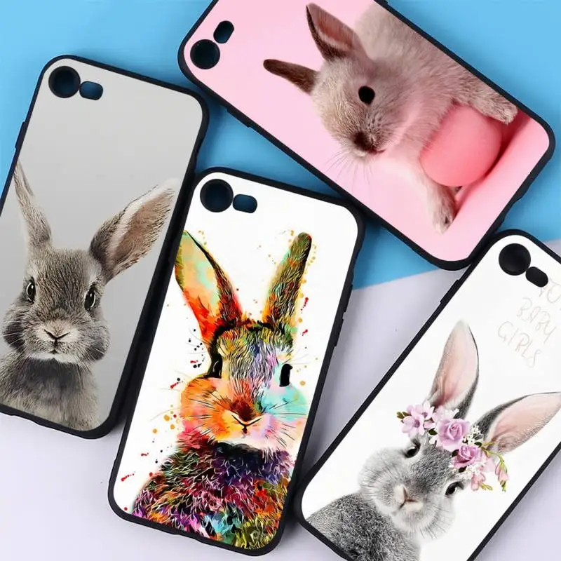 

Cute Bunny Rabbit Phone Case For iPhone 14 11 12 13 Mini Pro Max 8 7 6 6S Plus X SE 2020 XR XS Funda Case