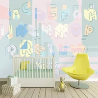 custom 3d mural colorful hand painted cartoon alphabet wallpaper for baby childrens room decor healthy non woven wall paper