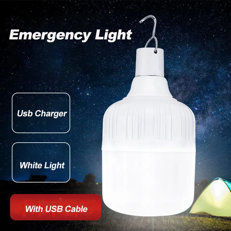 USB Rechargeable Emergency Led Light Charging Blub 60W/90W/130W/170W Outdoor Camping Tent Lamp for Garden Patio Porch Lanterns