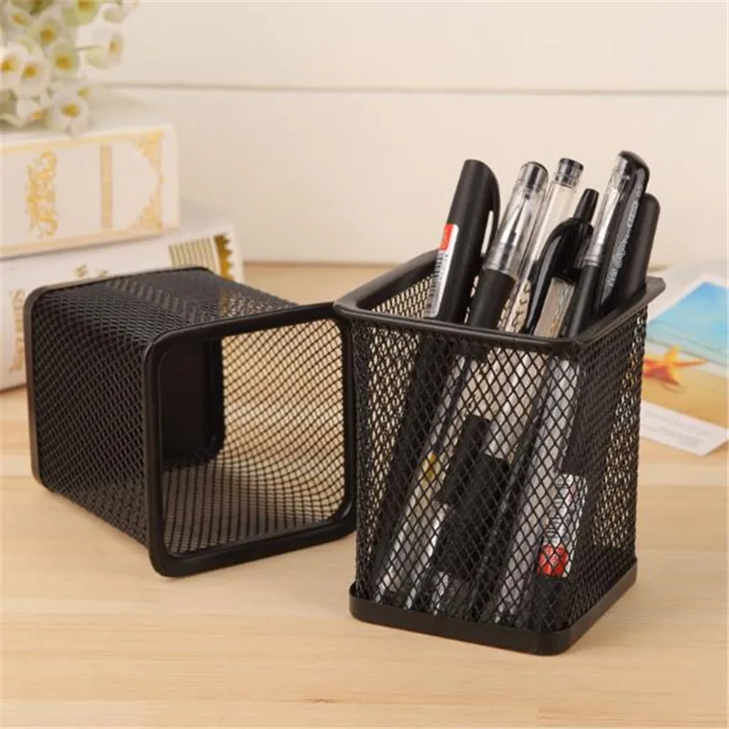 

New Metal Mesh Square Pen Holder Desktop Storage Office Supplies Durable Storage Box Desk Pen Holder Multifunctional Stationery
