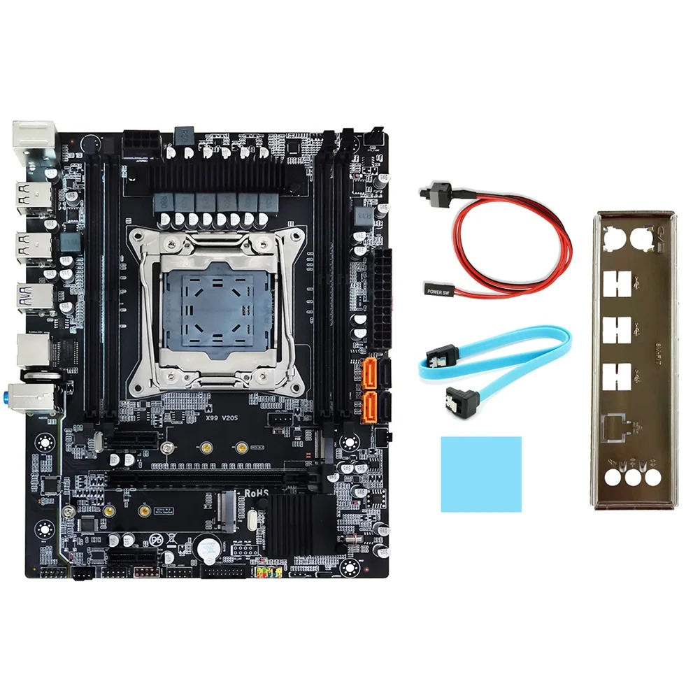 

X99 Motherboard+Baffle+SATA Cable+Switch Cable+Thermal Pad LGA2011-3 DDR4 Support 4X32G for E5-2678 V3 E5 2676 V3 CPU