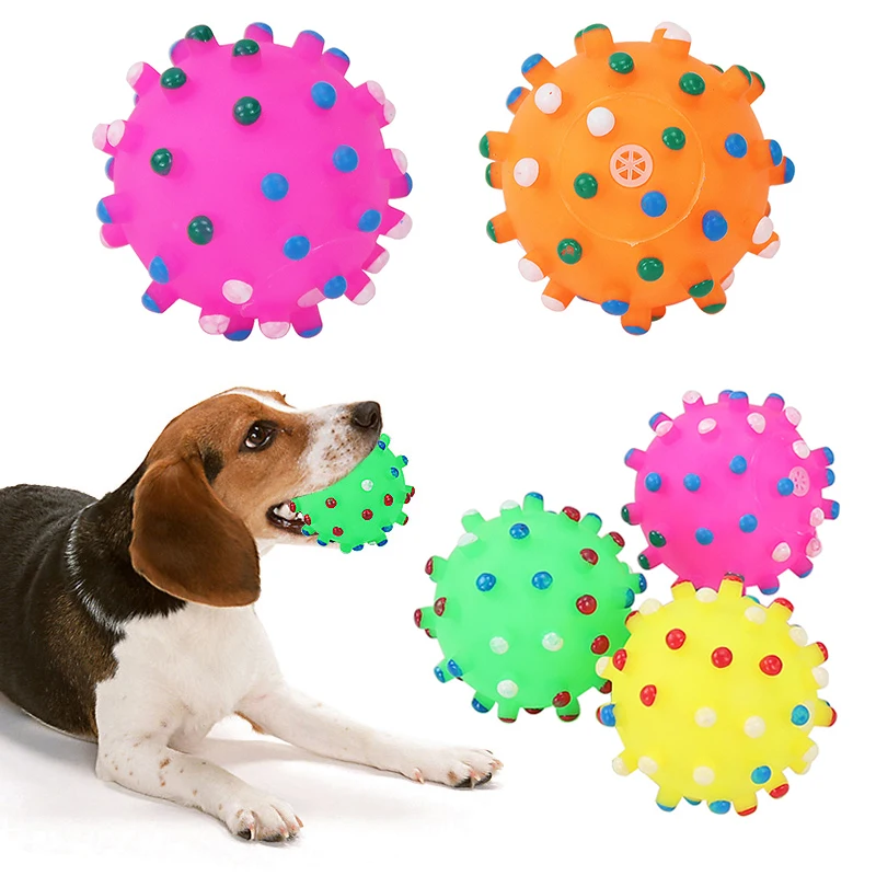

Dog Squeaky Fetch Ball Toys Puppy Bite Resistant Squeeze Chew Toy Small Spiky Ball Toys Pet Interactive Teeth Chewing Toy