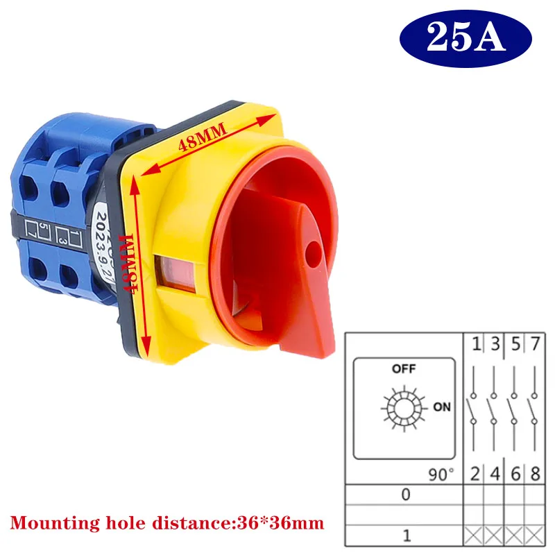 

20A и 25A ВЫКЛ-ВКЛ 4-полюсные разъединительные выключатели LW26GS CA10 48x48 мм 64x64 мм поворотный кулачковый выключатель с навесным замком