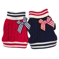 small dog cat knited sweater jumper with bow design puppy hoodie winter warm clothes apparel
