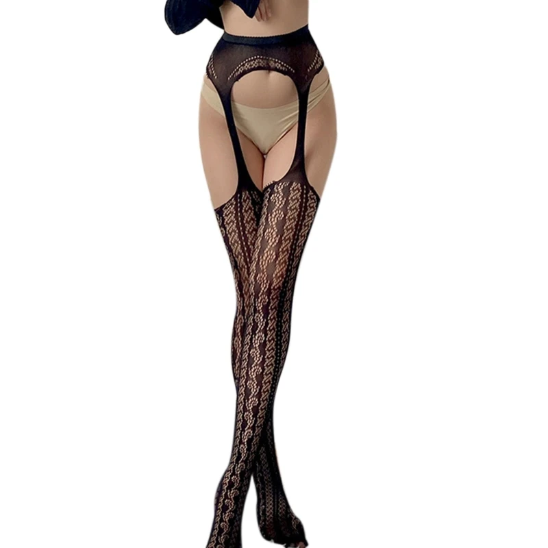

Женские пикантные сетчатые колготки с высокой талией, прозрачные кружевные подтяжки с узором