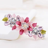 alloy painting oil flower crystal barrettes headwear ladies girl spring clip hair colets jewelry bridal hairpin hair accessories