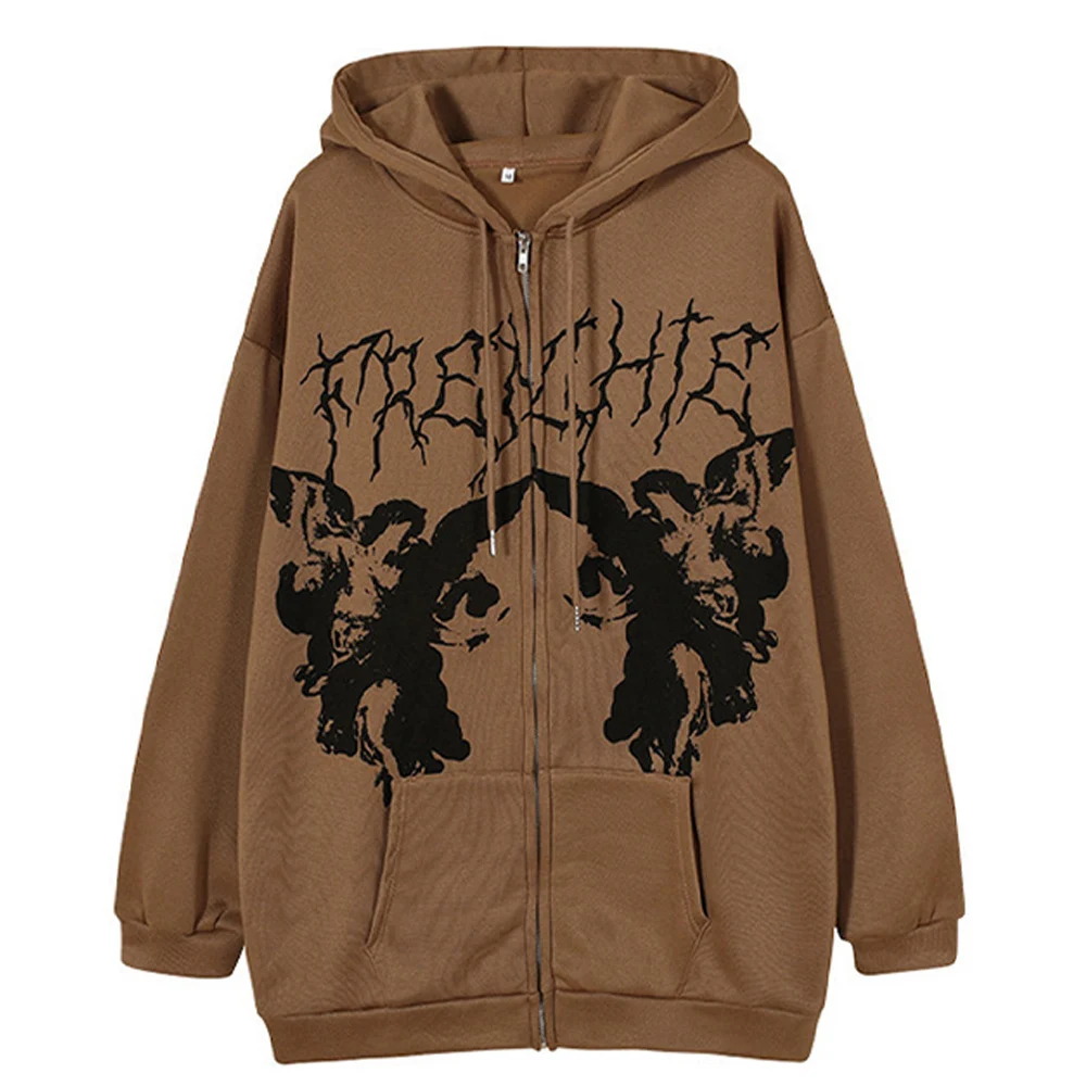 

Streetwear Hoodies Print Gothic Zipper Jackets Gothic Hip Hop Sweatshirts High Street Long Sleeve Hoodie Women Sweatshirt