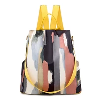 traveasy contrast color oxford lady bag fashion graffiti backpack woman multifunctional pocket ultralight waterproof bag satchel