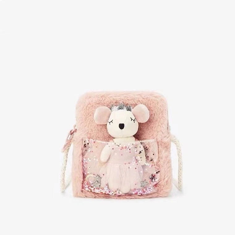 

Оптовая продажа 2021, мягкая прозрачная Детская сумка с медведем, сумка-мессенджер с эффектом из искусственного меха для малышей, аксессуар с ...