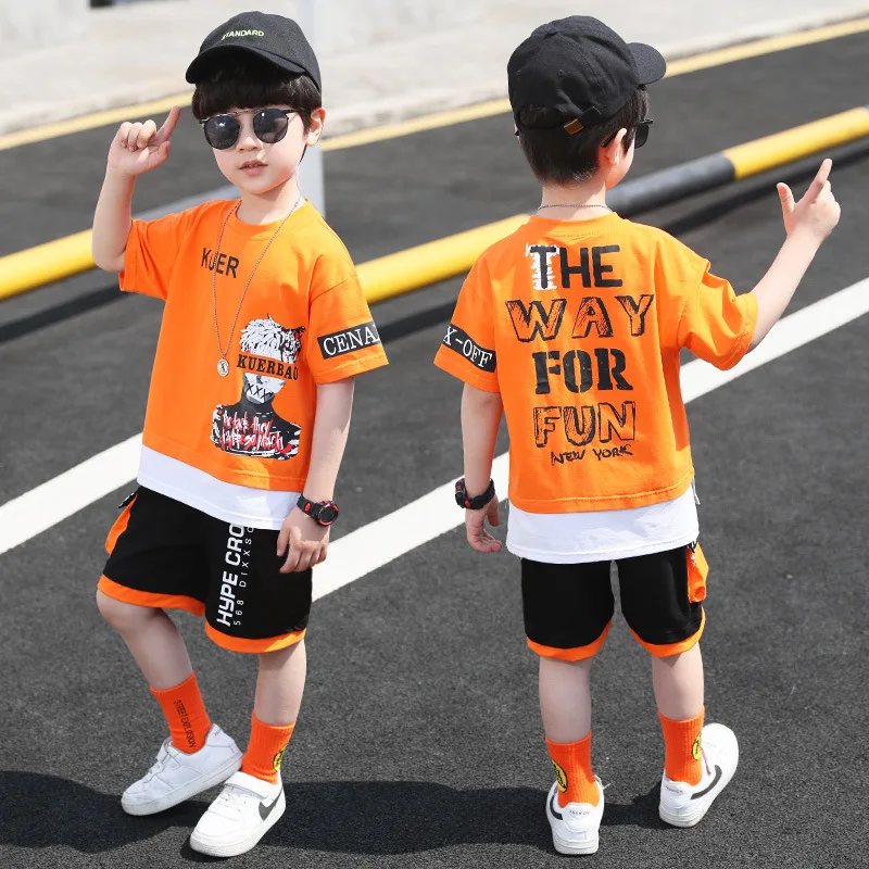 

Boys Clothing Sets Summer Casual Outfit T-shirt + Pants Boys Clothes Children Clothing Suit Kids Tracksuit Teen 6 8 9 10 12 Year